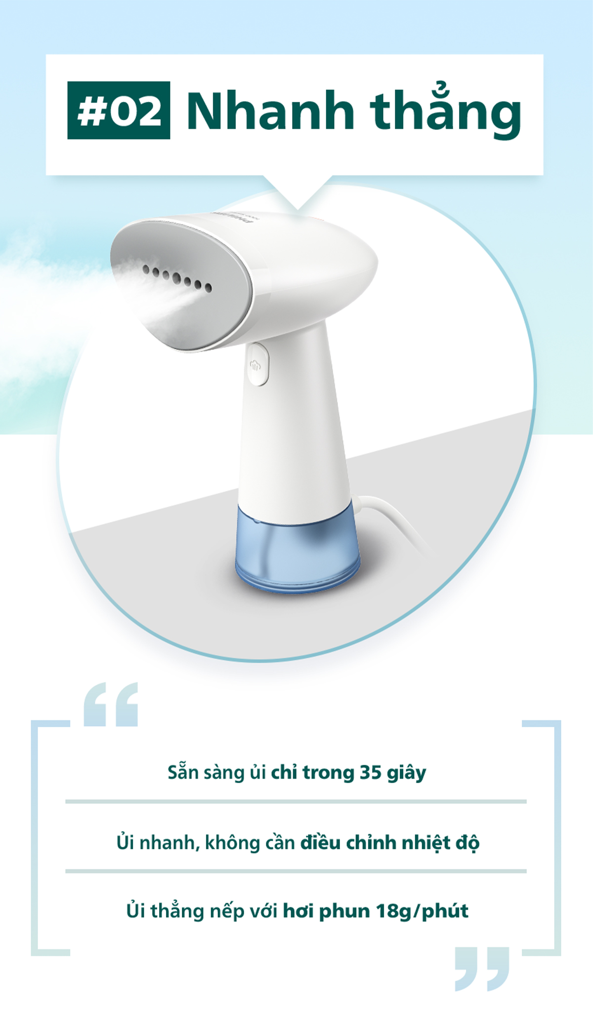 Mô tả Bàn ủi hơi nước cầm tay Philips STH1000 /10|900W|nhỏ gọn ngăn chứa nước 85ml có thể tháo - 4