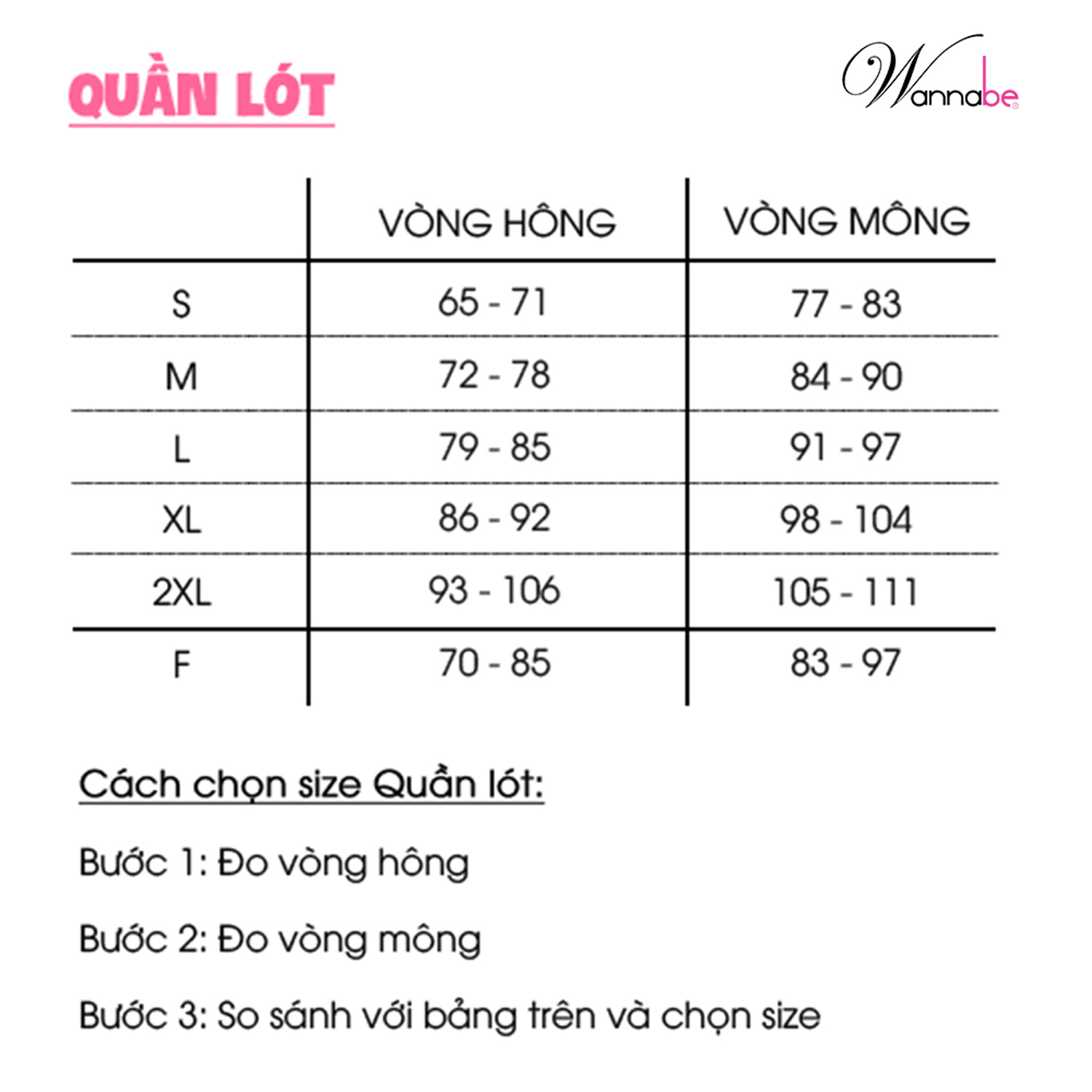 Màu sắc quần lót Wannabe QL180