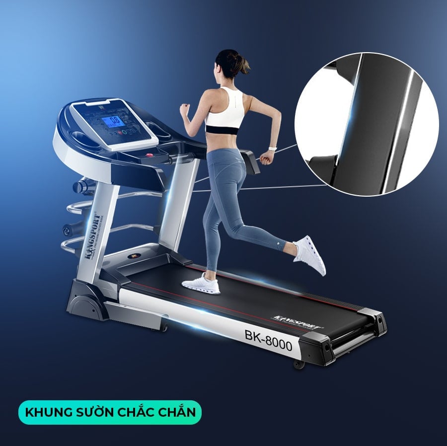 Mô tả CHỈ GIAO MIỀN BẮC I Máy chạy bộ KINGSPORT BK-8000 đa năng, thảm chạy rộng chống trơn, kèm đai massage và thanh gập bụng - 6