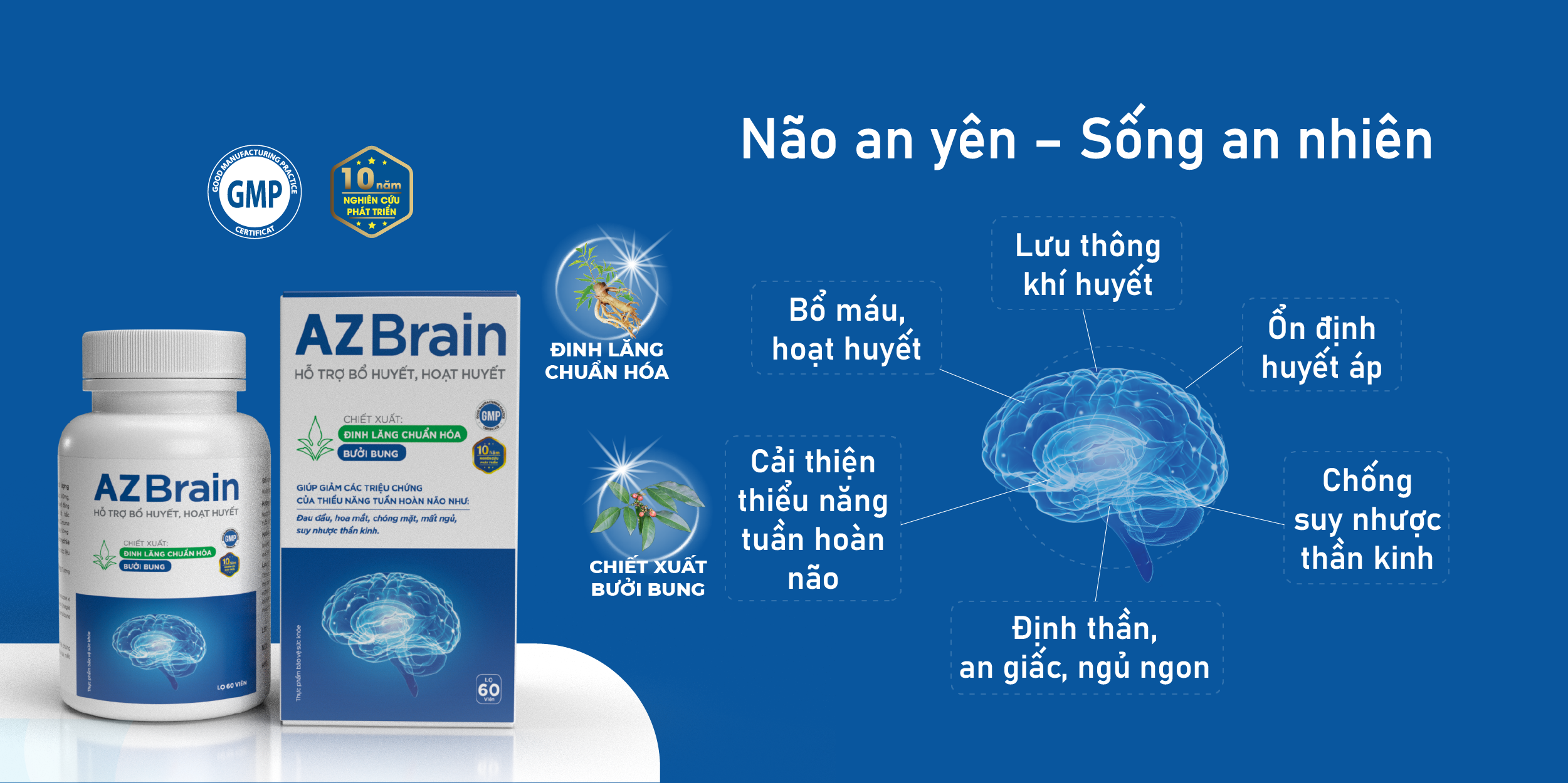 Mô tả Combo 2 hộp viên uống AZBrain tăng cường trí nhớ, bổ huyết,hết đau nửa đầu, chóng mặt, ngủ ngon (Hộp 60 viên) - 2