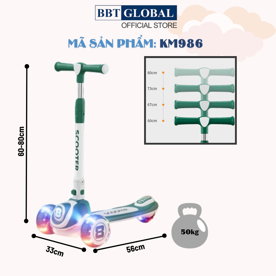 Bánh xe phát sáng xe scooter BBT Global