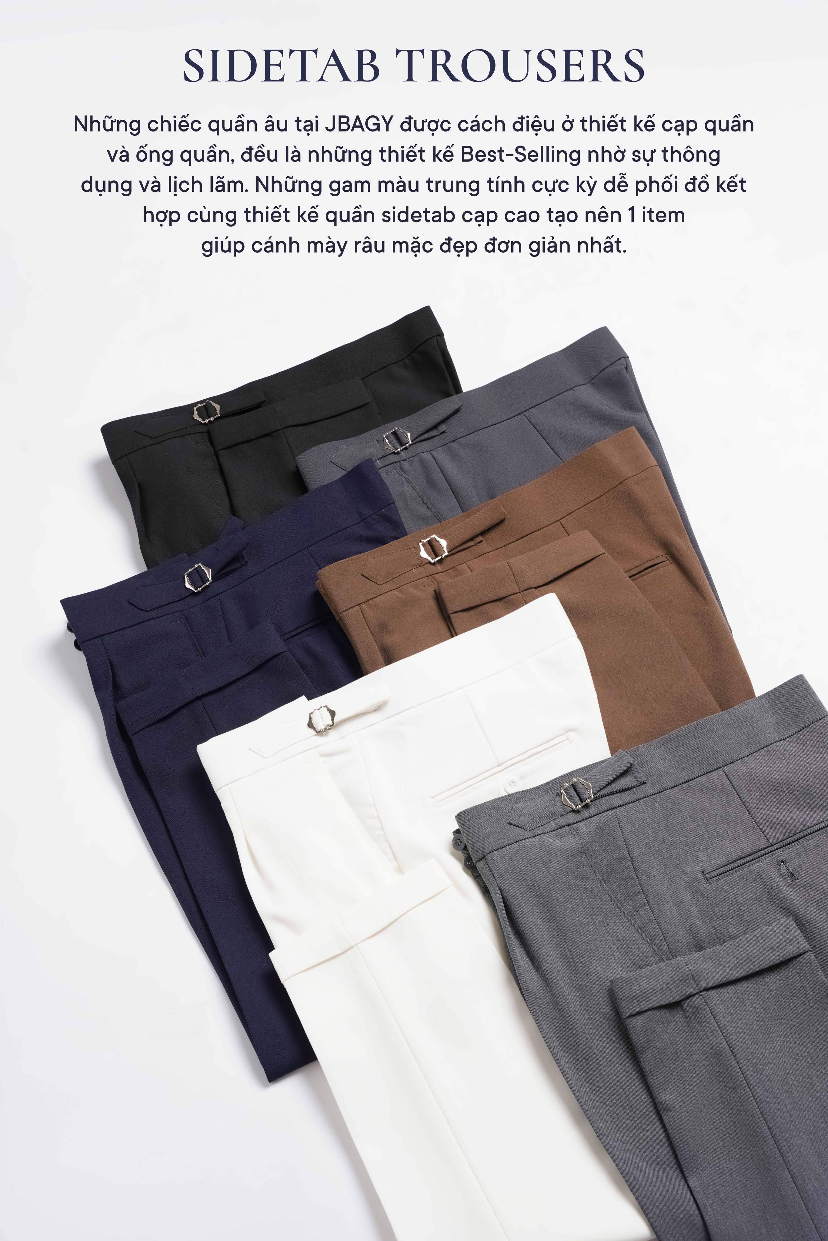 Mô tả Quần âu nam cạp cao JBAGY Sidetab  - điều chỉnh cạp, vải Tuypsi cotton co giãn nhẹ chất lượng cao JA0302 - 12