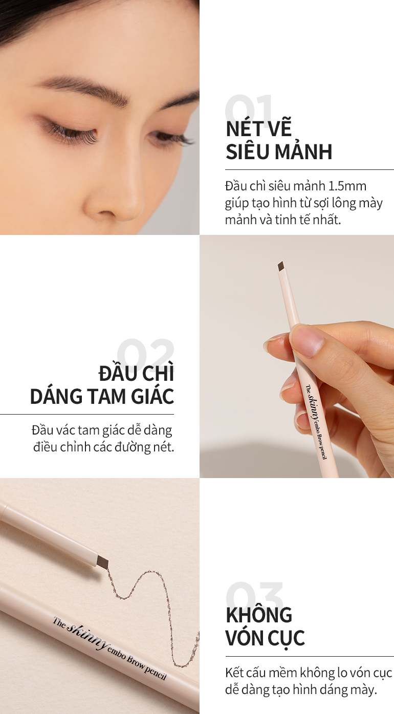 Mô tả Chì kẻ mày Merzy The Skinny Embo Brow Pencil 0.07g - 1