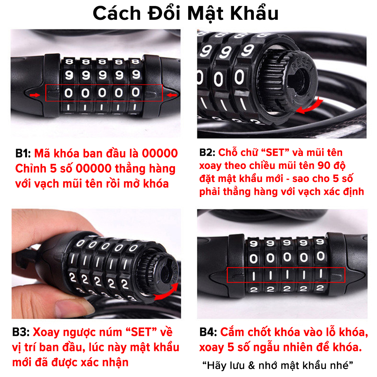 Mô tả Khóa Xe Đạp Dây Lõi Thép 5 Số Dài 120cm – Chọn Màu – Bộ Khóa Xe Máy Thông Minh Chống Trộm Cao Cấp Chính Hãng Amalife - 8