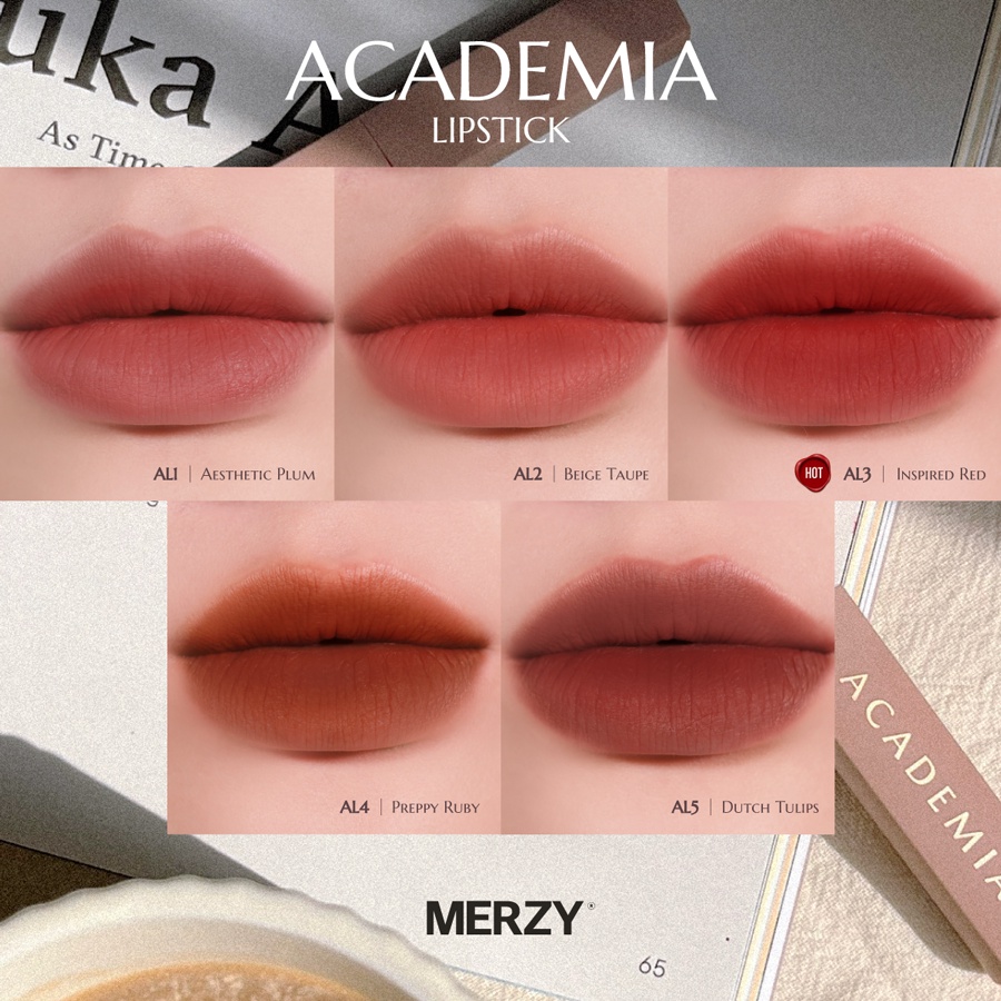 Mô tả Son thỏi lì, mịn nhẹ, hiệu ứng sương mờ Merzy Academia Cotton Lipstick 1.8g - 2