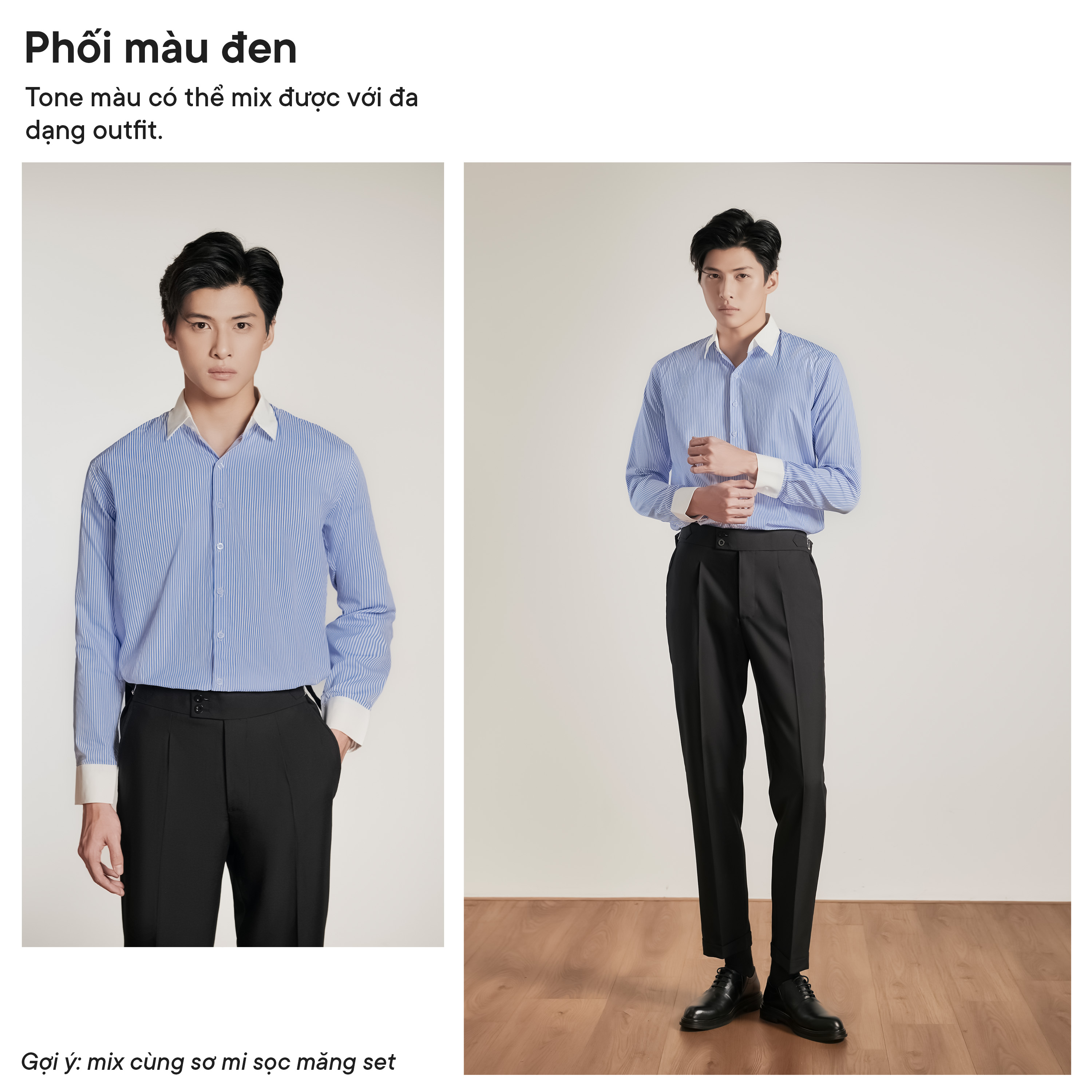 Mô tả Quần âu nam cạp cao JBAGY Sidetab  - điều chỉnh cạp, vải Tuypsi cotton co giãn nhẹ chất lượng cao JA0302 - 7