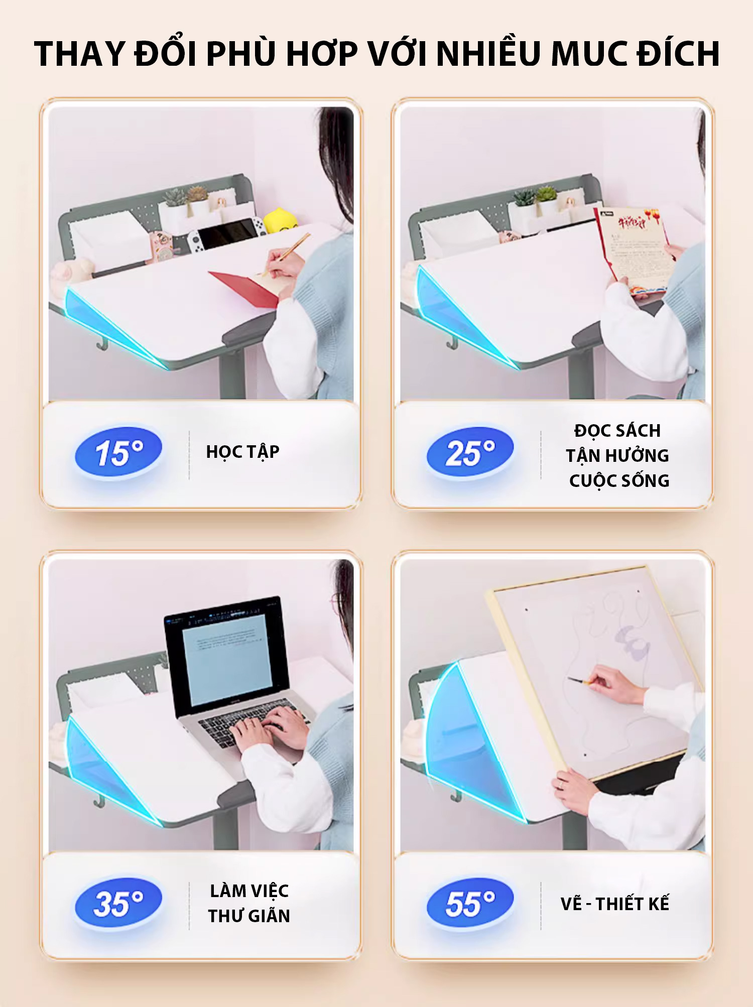 Mô tả Bàn di động TABLE LAPTOP 03 Nghia furniture - Nâng hạ 690mm - 1050mm, Di chuyển tiện lợi, Phù hợp nhà có không gian nhỏ - 6