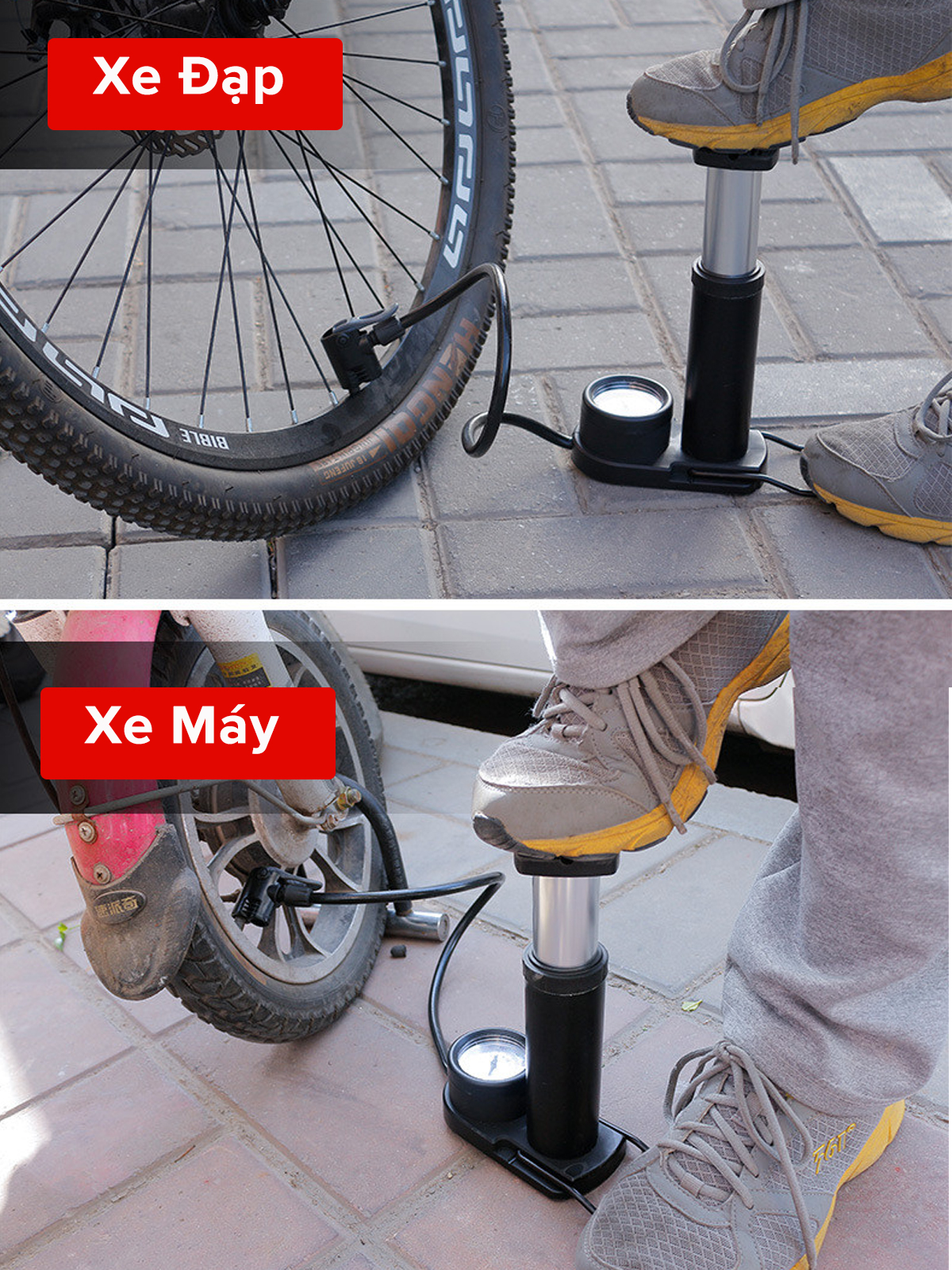 Mô tả Bơm Xe Máy Bơm Xe Đạp Nhỏ Gọn Đầu Van Đa Năng Có Đồng Hồ Báo Áp Kế Suất Bằng Hợp Kim Cao Cấp Chính Hãng Amalife - 9