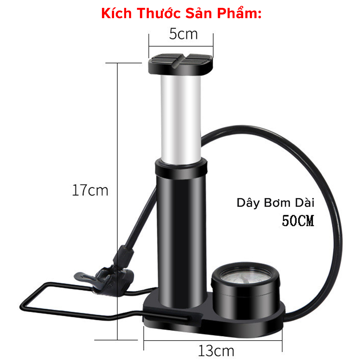Mô tả Bơm Xe Máy Bơm Xe Đạp Nhỏ Gọn Đầu Van Đa Năng Có Đồng Hồ Báo Áp Kế Suất Bằng Hợp Kim Cao Cấp Chính Hãng Amalife - 5