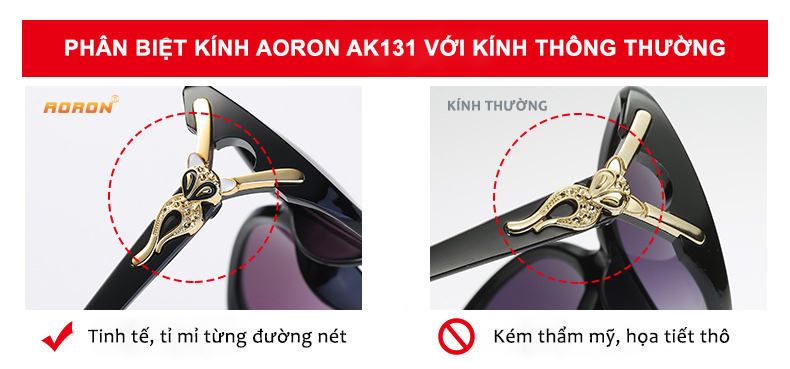 Mô tả Kính Râm Nữ Thời Trang AORON Gọng PC Đàn Hồi Chạm Hồ Ly Sang Trọng Và Cuốn Hút, Tròng Kính Nữ Phân Cực Chống UV - 3