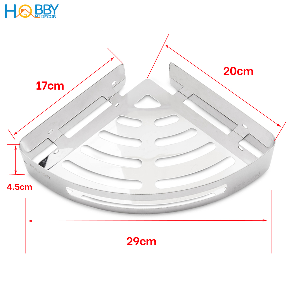 Mô tả Kệ góc nhà tắm dán tường inox 304 bóng có keo dán Hobby Home Decor KG1 - 1