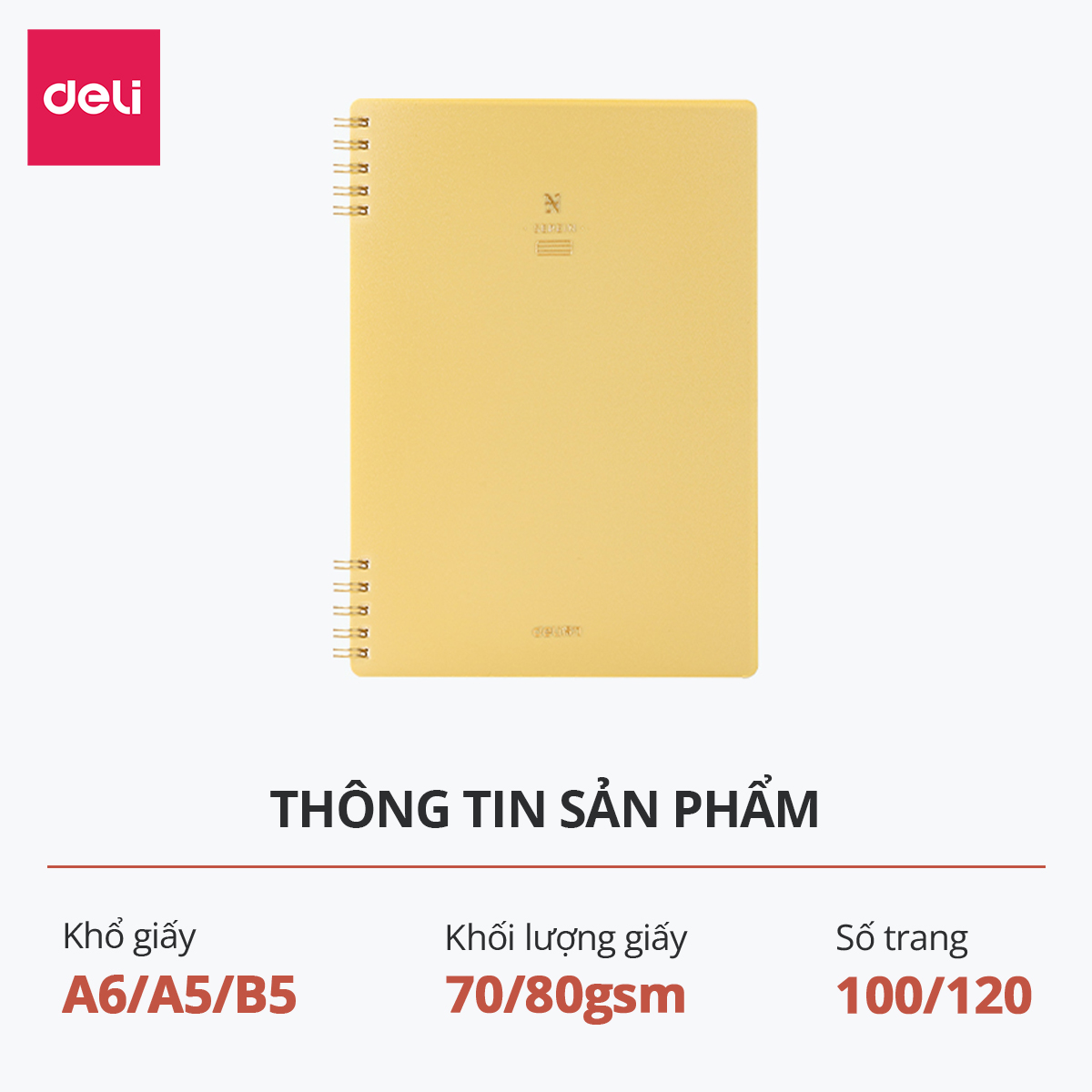 Sổ Lò Xo Gáy Xoắn A6a5b5 Kẻ Ngang Deli 100120 Trang Thiết Kế