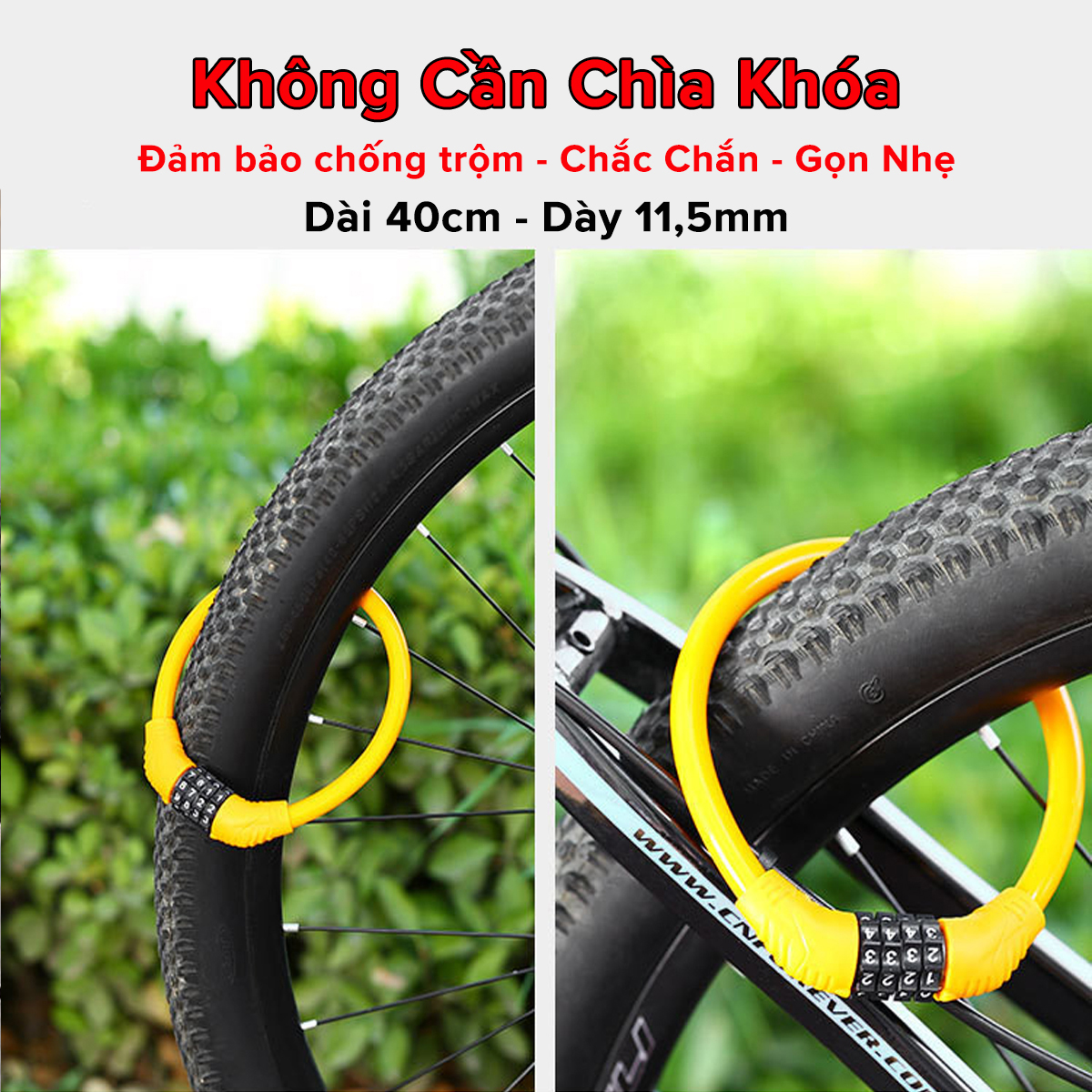 Mô tả Khóa Xe Đạp Thể Thao Chống Trộm Nhỏ Gọn 40cm – Chọn Màu – Bộ Khóa Xe Máy 4 Số Treo Yên Xe Bỏ Cốp Xe Chính Hãng Amalife - 9