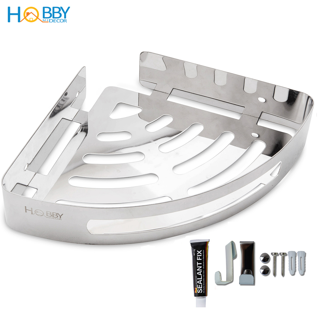 Mô tả Kệ góc nhà tắm dán tường inox 304 bóng có keo dán Hobby Home Decor KG1 - 2