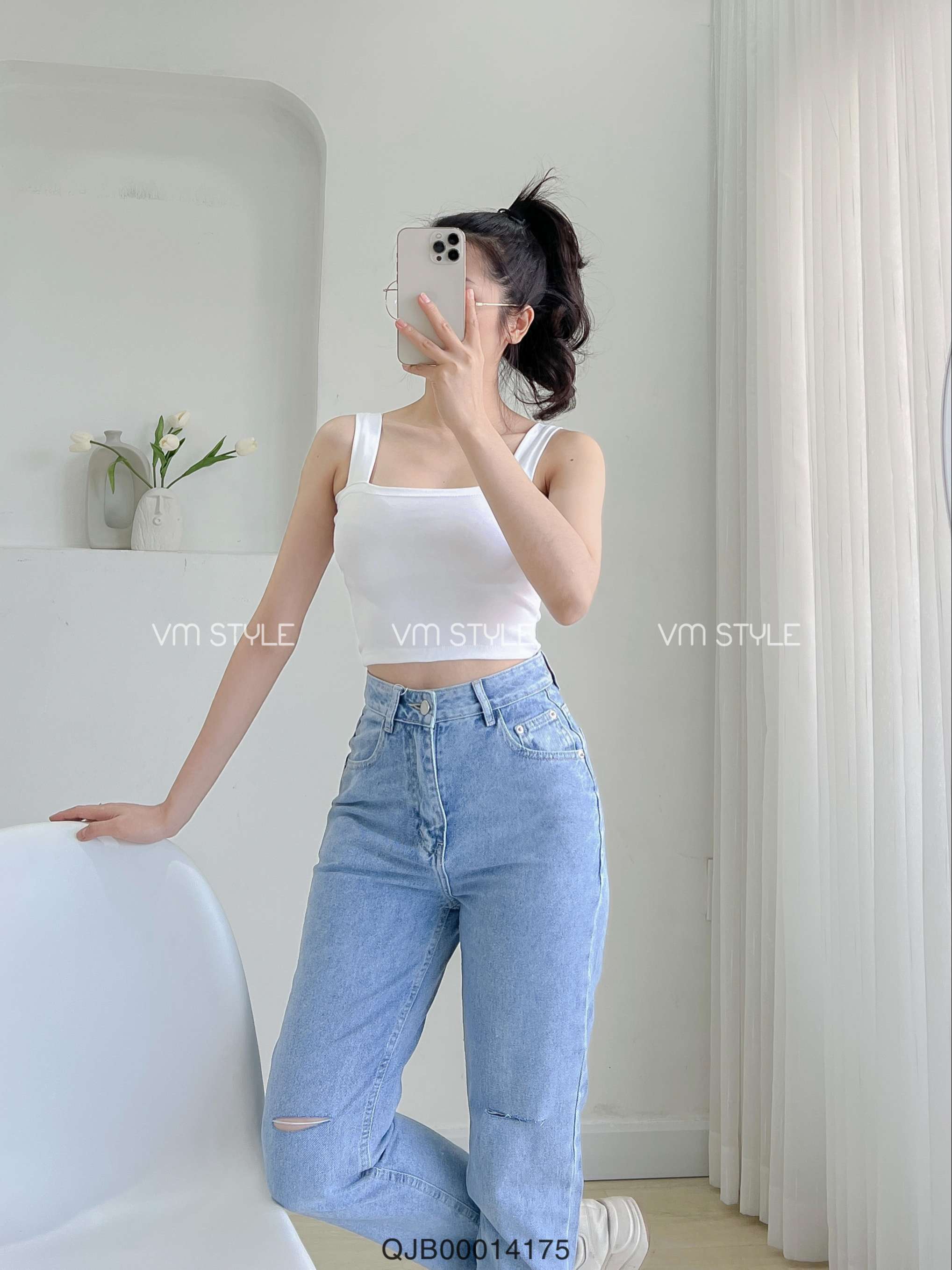 Áo 2 dây croptop VMSTYLE phối đồ