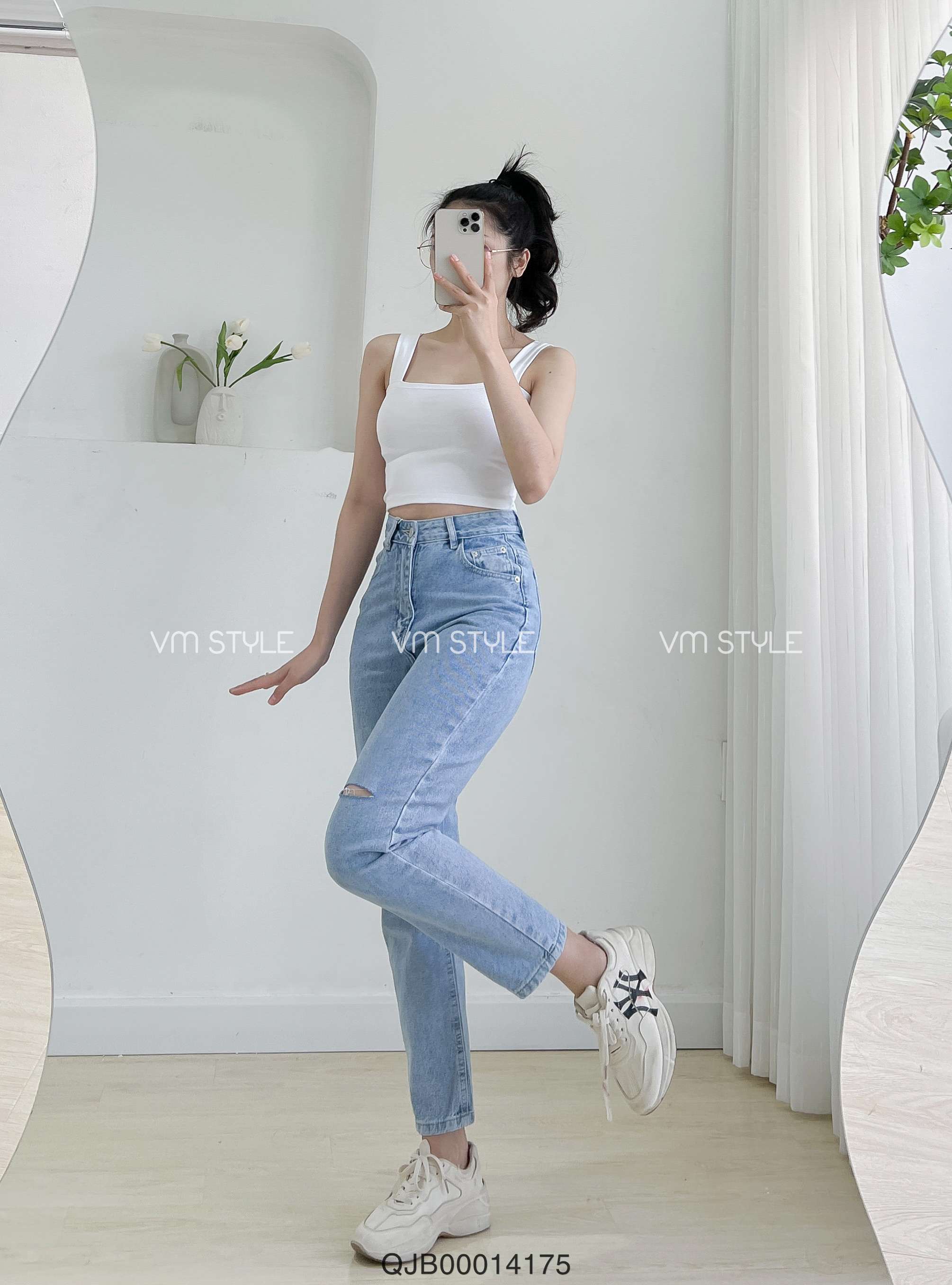 Áo 2 dây croptop VMSTYLE phối đồ
