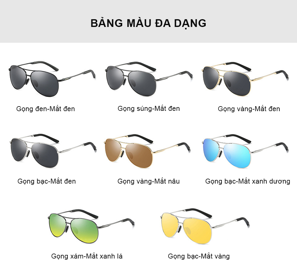 Mô tả Kính Râm Nam Thời Trang Phân Cực Chống Lóa, Chống Chói Lái Xe Đi Đêm Kiểu Dáng Phi Công AK002 - AORON - 4