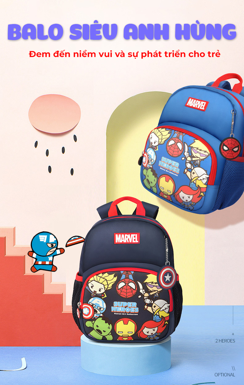 Mô tả Balo cho bé trai đi học mẫu giáo mầm non từ 1 đến 4 tuổi 1989KIDS SHOP tuổi hình in người nhện siêu nhẹ thoáng khí BL26 - 1