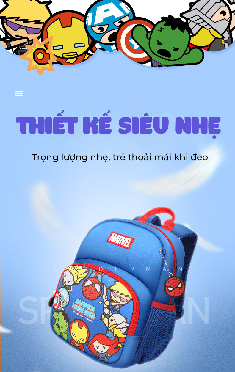 Mô tả Balo cho bé trai đi học mẫu giáo mầm non từ 1 đến 4 tuổi 1989KIDS SHOP tuổi hình in người nhện siêu nhẹ thoáng khí BL26 - 5