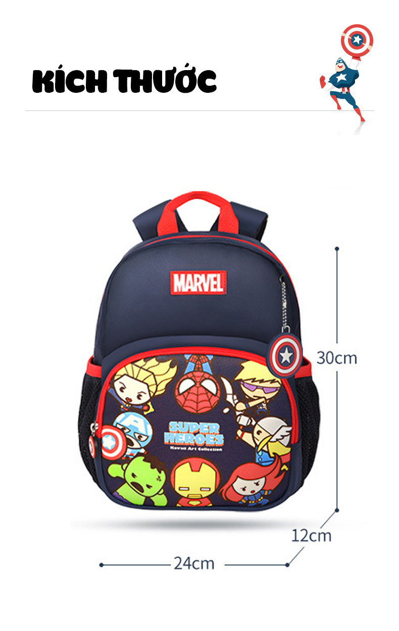 Mô tả Balo cho bé trai đi học mẫu giáo mầm non từ 1 đến 4 tuổi 1989KIDS SHOP tuổi hình in người nhện siêu nhẹ thoáng khí BL26 - 8
