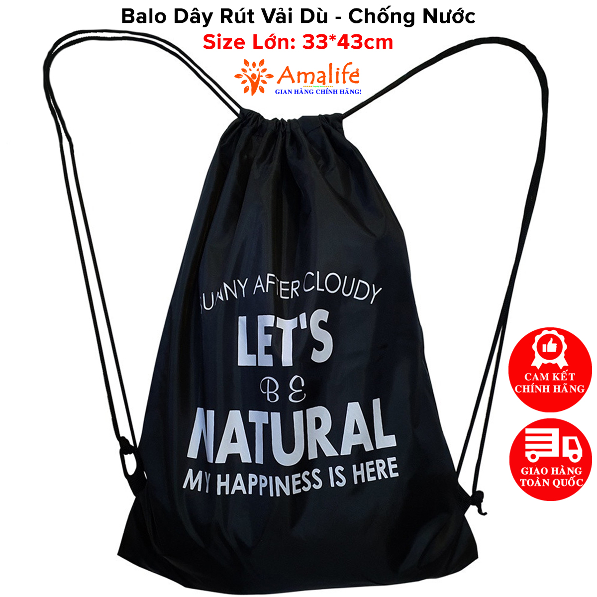 Mô tả Balo Dây Rút Unisex Đựng Đồ Đa Năng, Túi Gấp, Túi Dây Rút Vải Dù Chống Thấm Nước Chính Hãng Amalife - 1