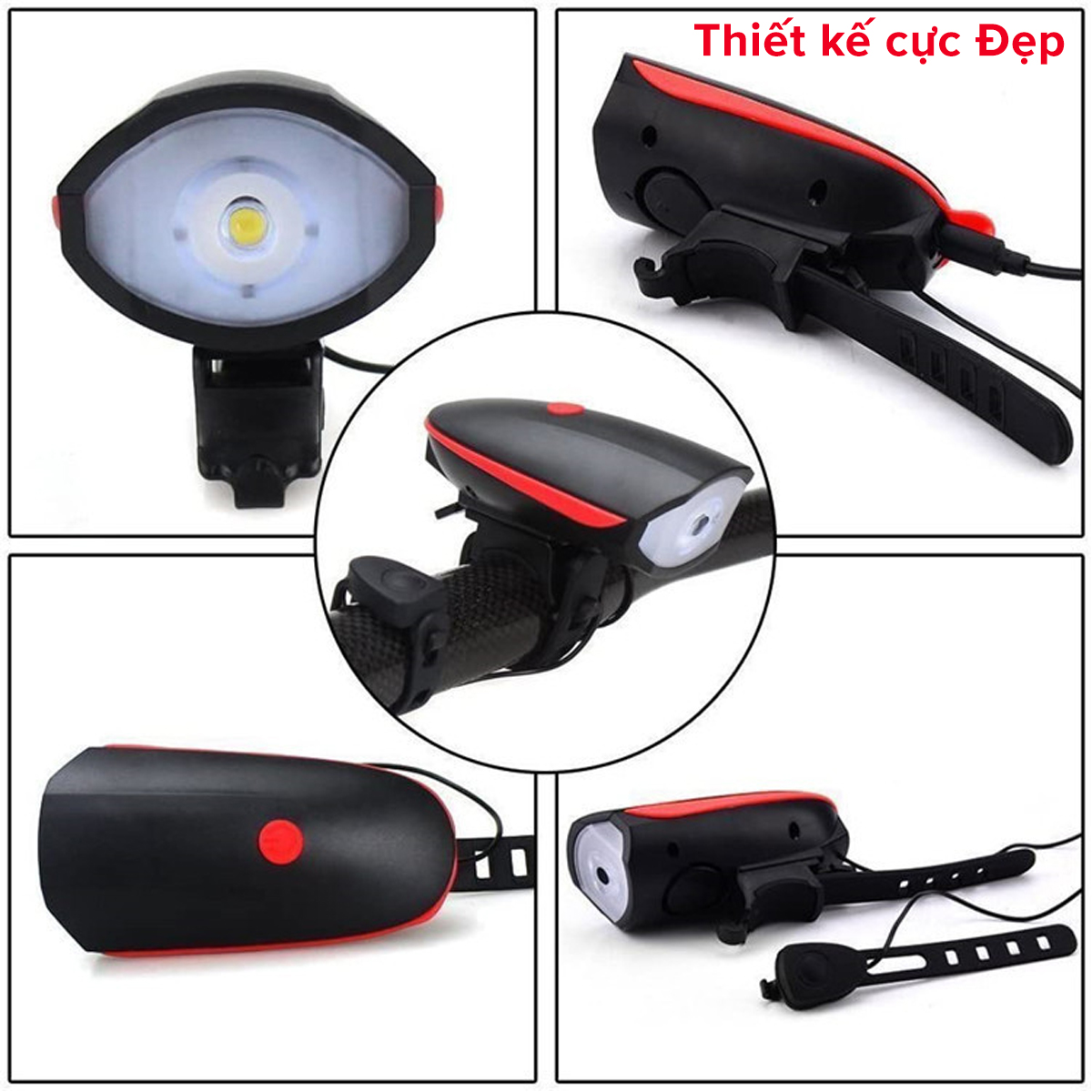 Mô tả Đèn Còi Xe Đạp Thể Thao Siêu Sáng Kèm Pin Sạc USB LED T6 Chống Nước – Đèn Còi 140db 3 Chế Độ Sáng Chính hãng Amalife - 2