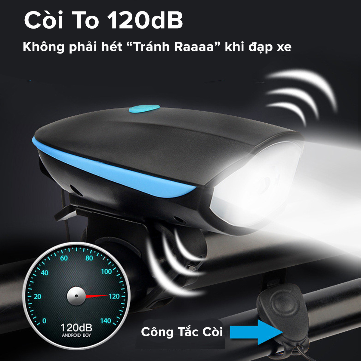 Mô tả Đèn Còi Xe Đạp Thể Thao Siêu Sáng Kèm Pin Sạc USB LED T6 Chống Nước – Đèn Còi 140db 3 Chế Độ Sáng Chính hãng Amalife - 10