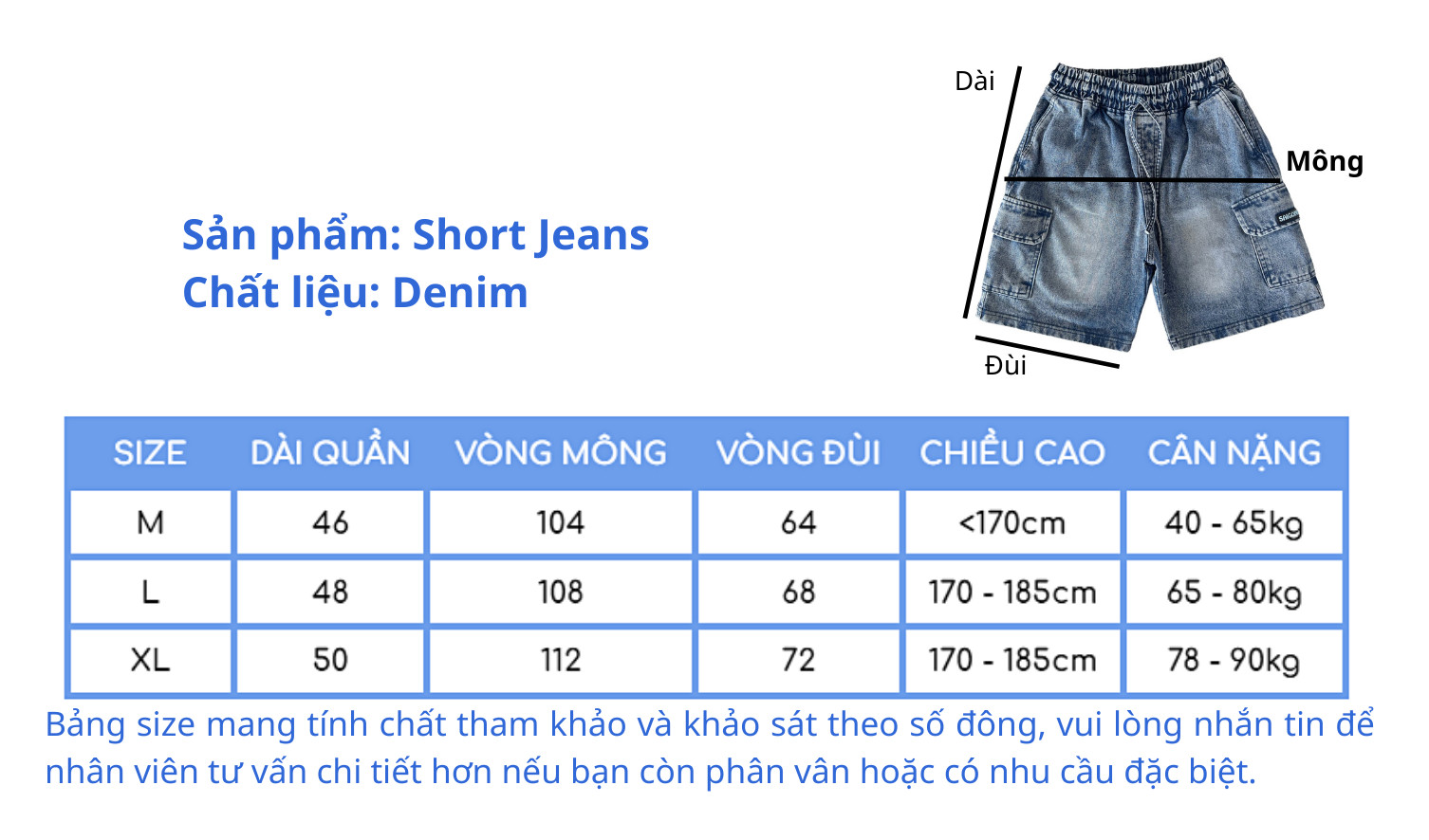 Mô tả Quần Đùi Nam Nữ SAIGONESE Short Cargo Denim Túi Hộp Unisex 2 Màu - 1