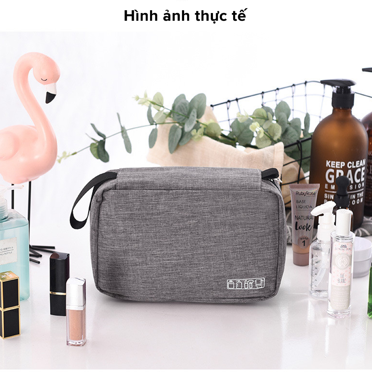 Mô tả Túi Đựng Đồ Mỹ Phẩm,  Đồ Trang Điểm, Đồ Cá Nhân Đi Du Lịch Nhiều Ngăn Chống Nước Có Quai Xách Chính Hãng Amalife - 3