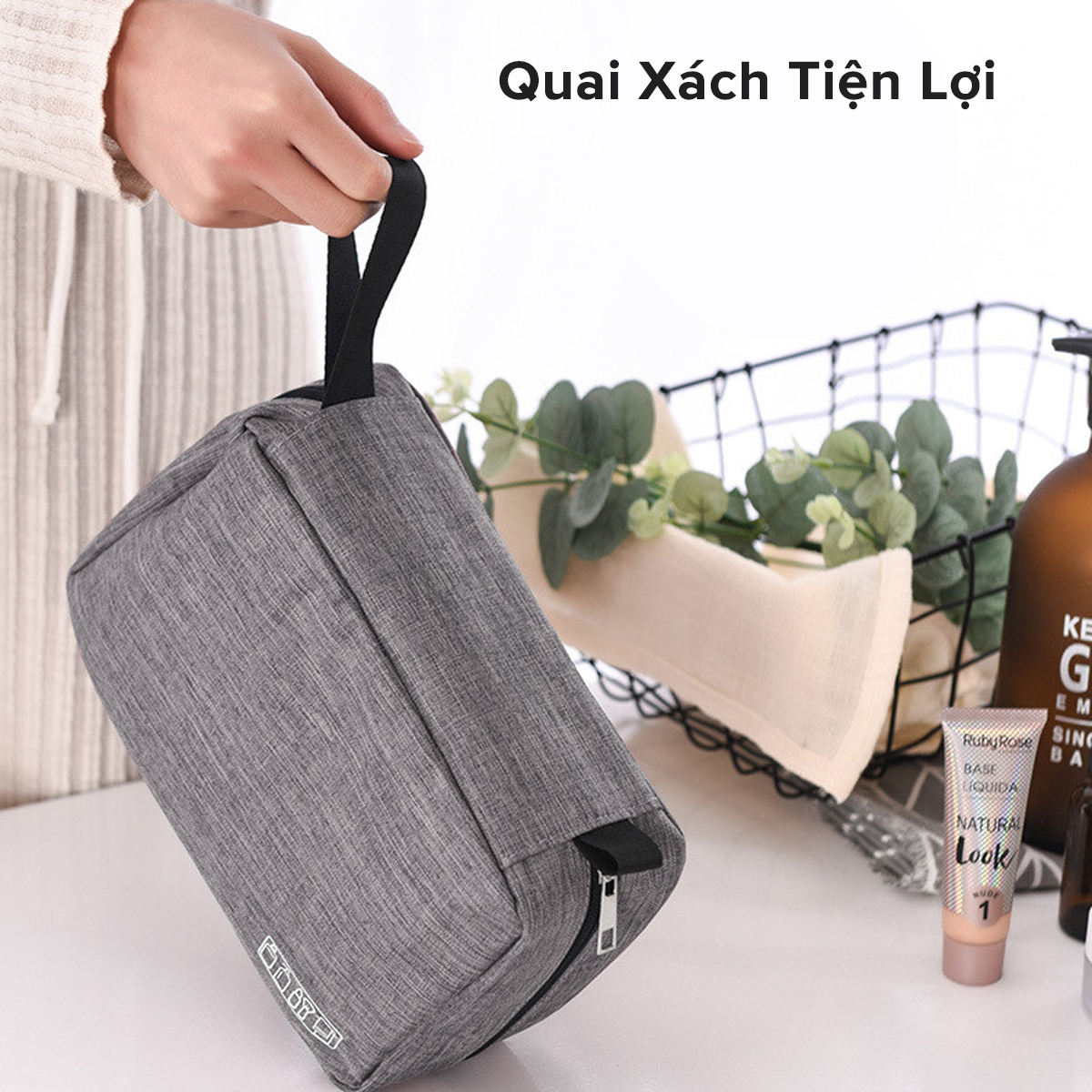 Mô tả Túi Đựng Đồ Mỹ Phẩm,  Đồ Trang Điểm, Đồ Cá Nhân Đi Du Lịch Nhiều Ngăn Chống Nước Có Quai Xách Chính Hãng Amalife - 7