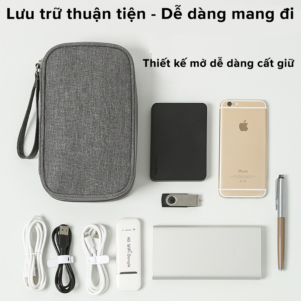 Mô tả Túi Đựng Phụ Kiện Công Nghệ Không Thấm Nước, Đựng Đa Năng Điện Thoại Có Quai Xách Mini Đi Du Lịch Chính Hãng Amalife - 7