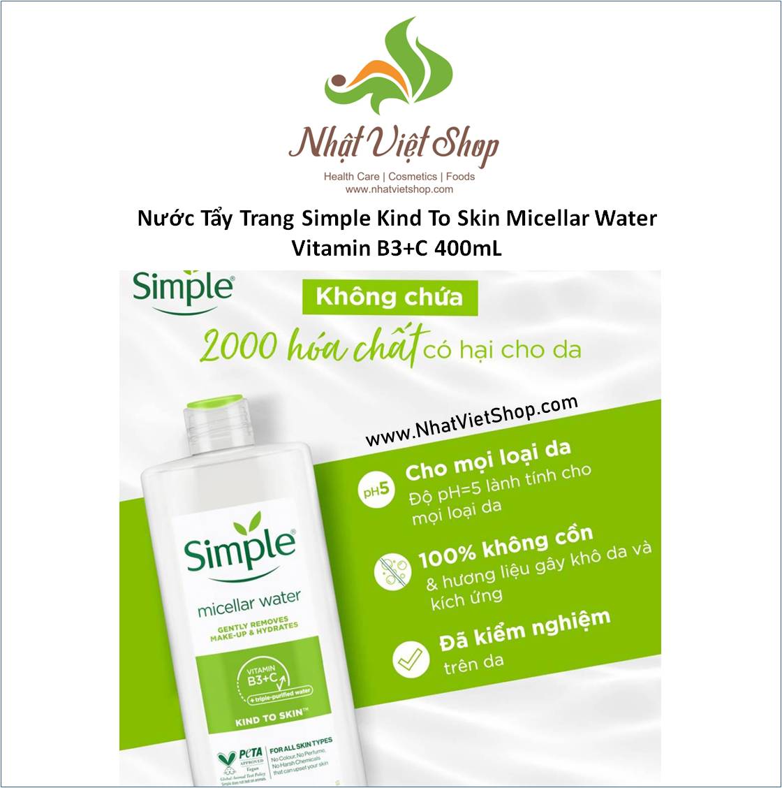 N C T Y Trang Simple Kind To Skin Micellar Water Vitamin B C Ml