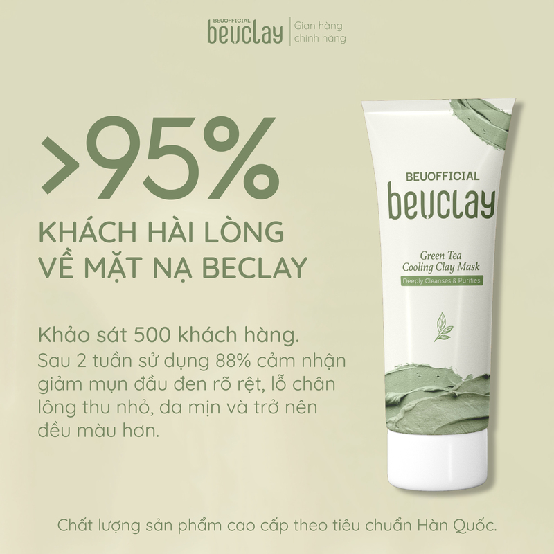 Mô tả Combo 2 mặt nạ đất sét trà xanh BeUclay 70g - 3