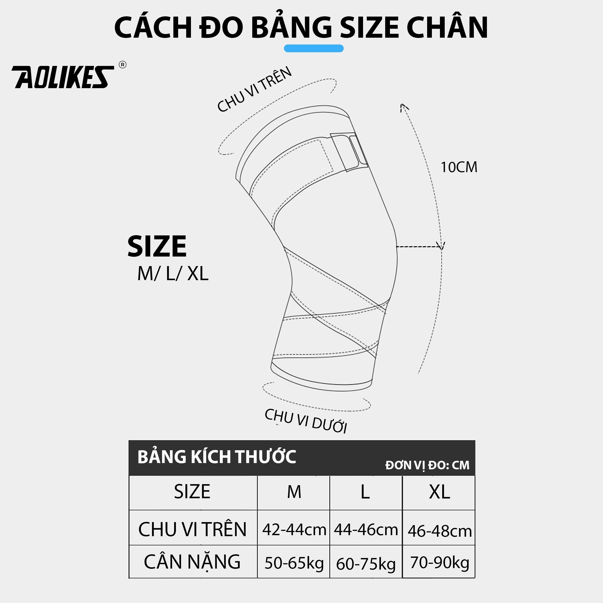Mô tả Bó gối có dây quấn trợ lực vải dệt kim 3D thoáng khí Aolikes AL7720 - 2