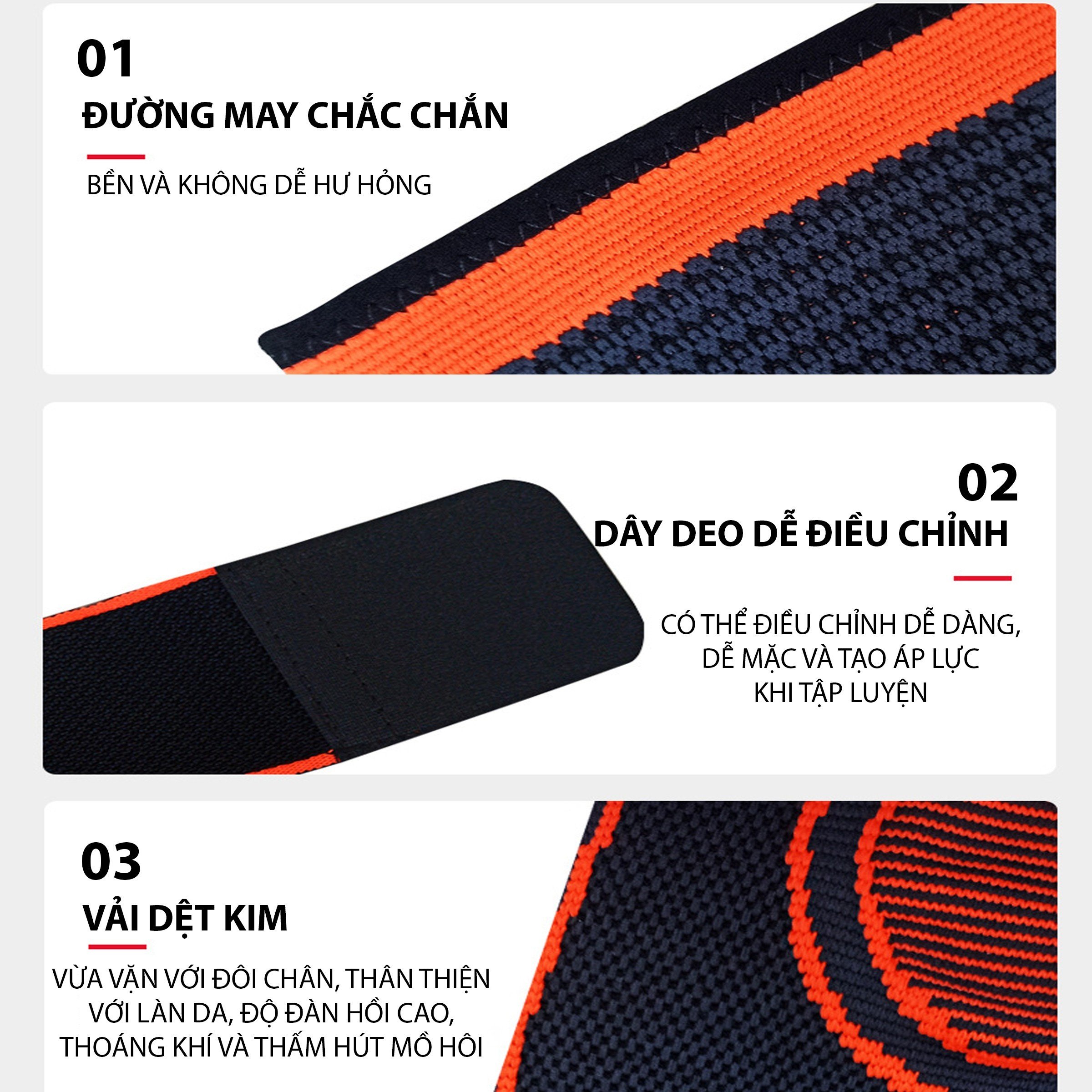 Mô tả Bó gối có dây quấn trợ lực vải dệt kim 3D thoáng khí Aolikes AL7720 - 4