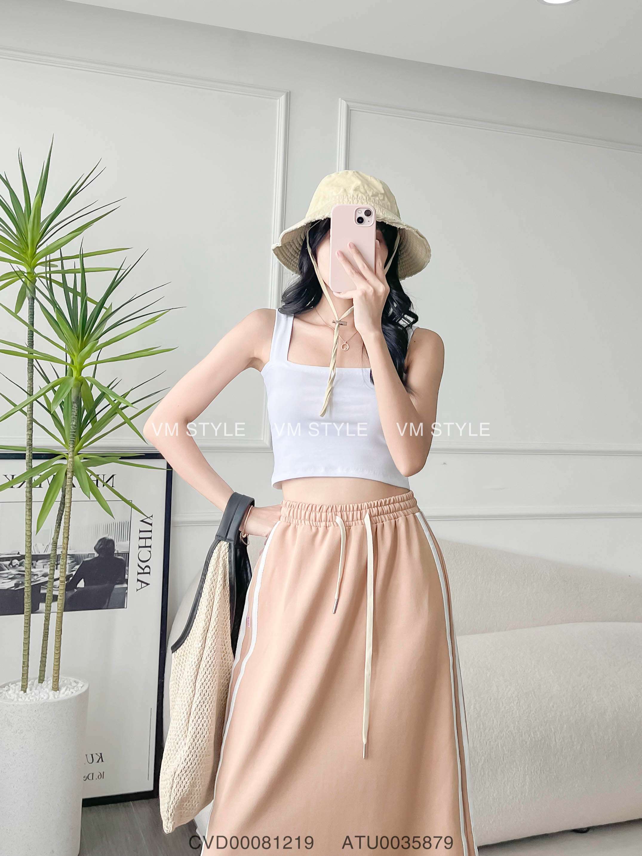 Áo 2 dây croptop VMSTYLE màu Nude