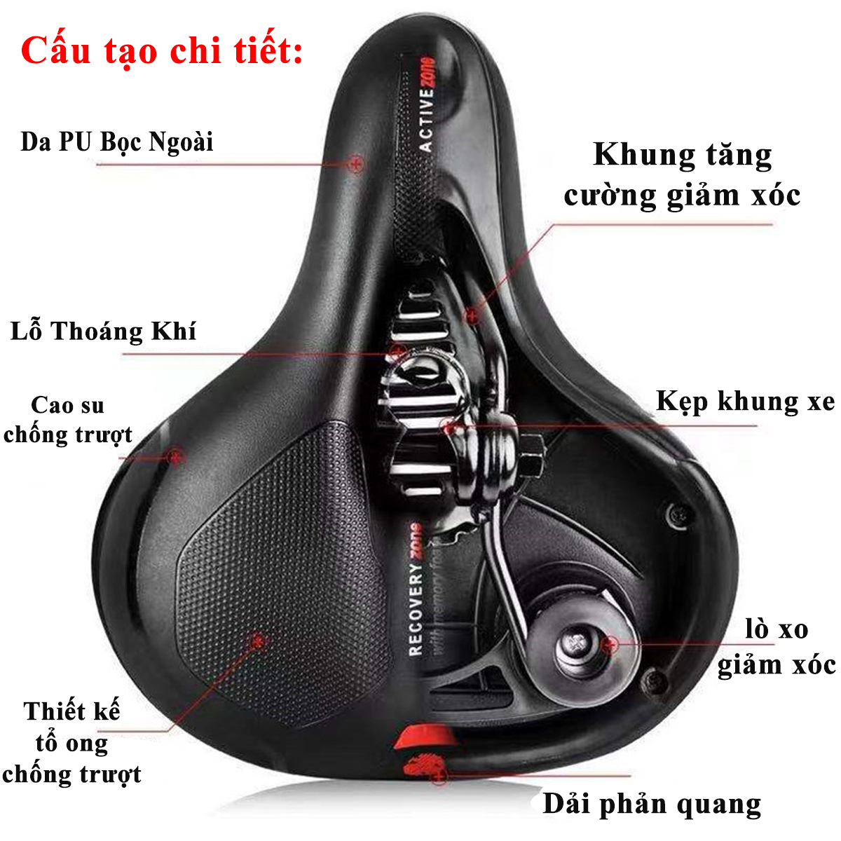 Mô tả Yên Xe Đạp Địa Hình Siêu Êm Bọc Da PU, Thông Khí, Đàn Hồi Chống Sốc Phù Hợp Với Mọi Loại Xe Địa Hình Chính Hãng Amalife - 2