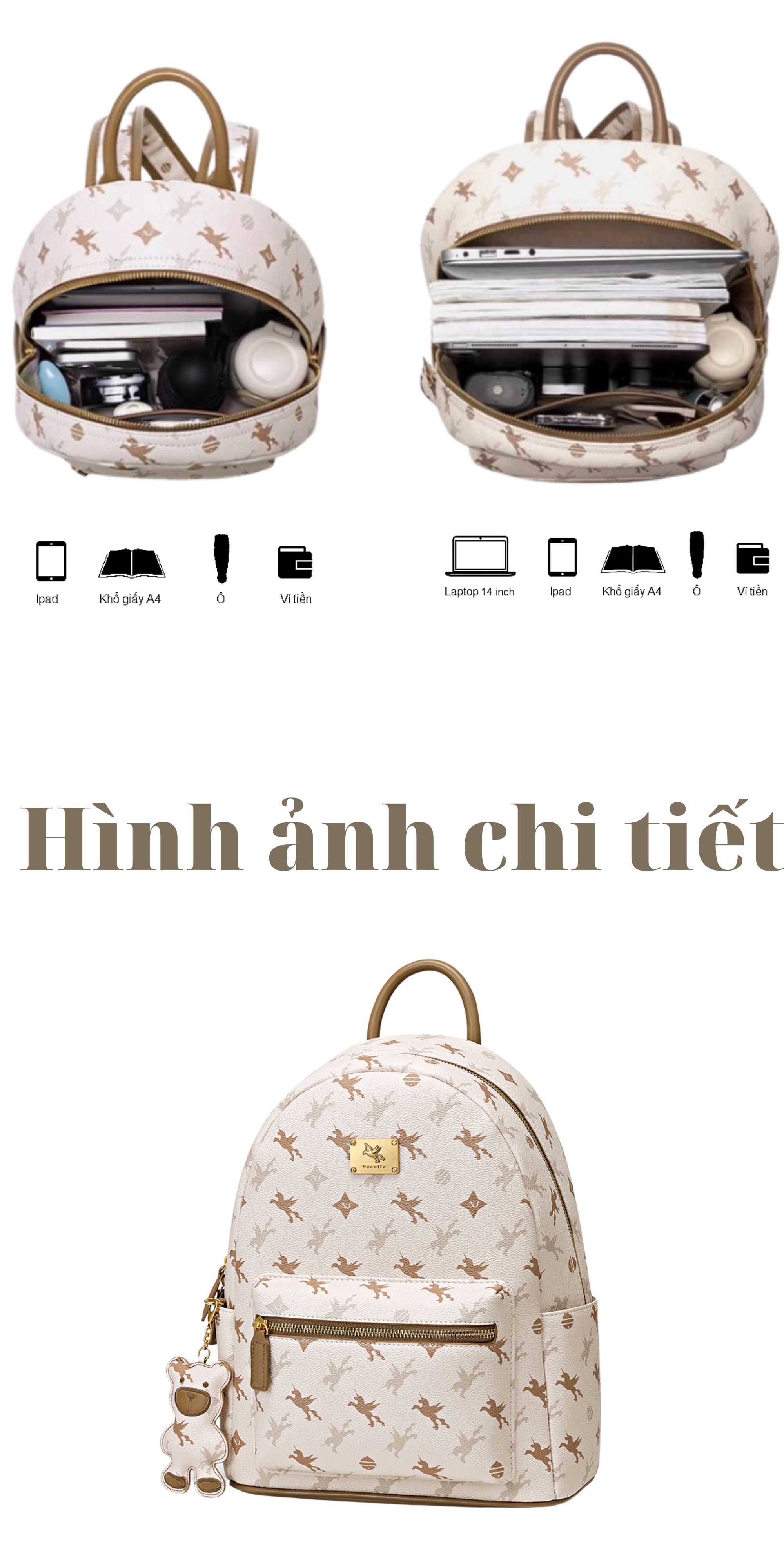 Mô tả Balo nữ thời trang Nucelle ViAnh Store năng động đi làm, đi học, du lịch 1172104 - 5