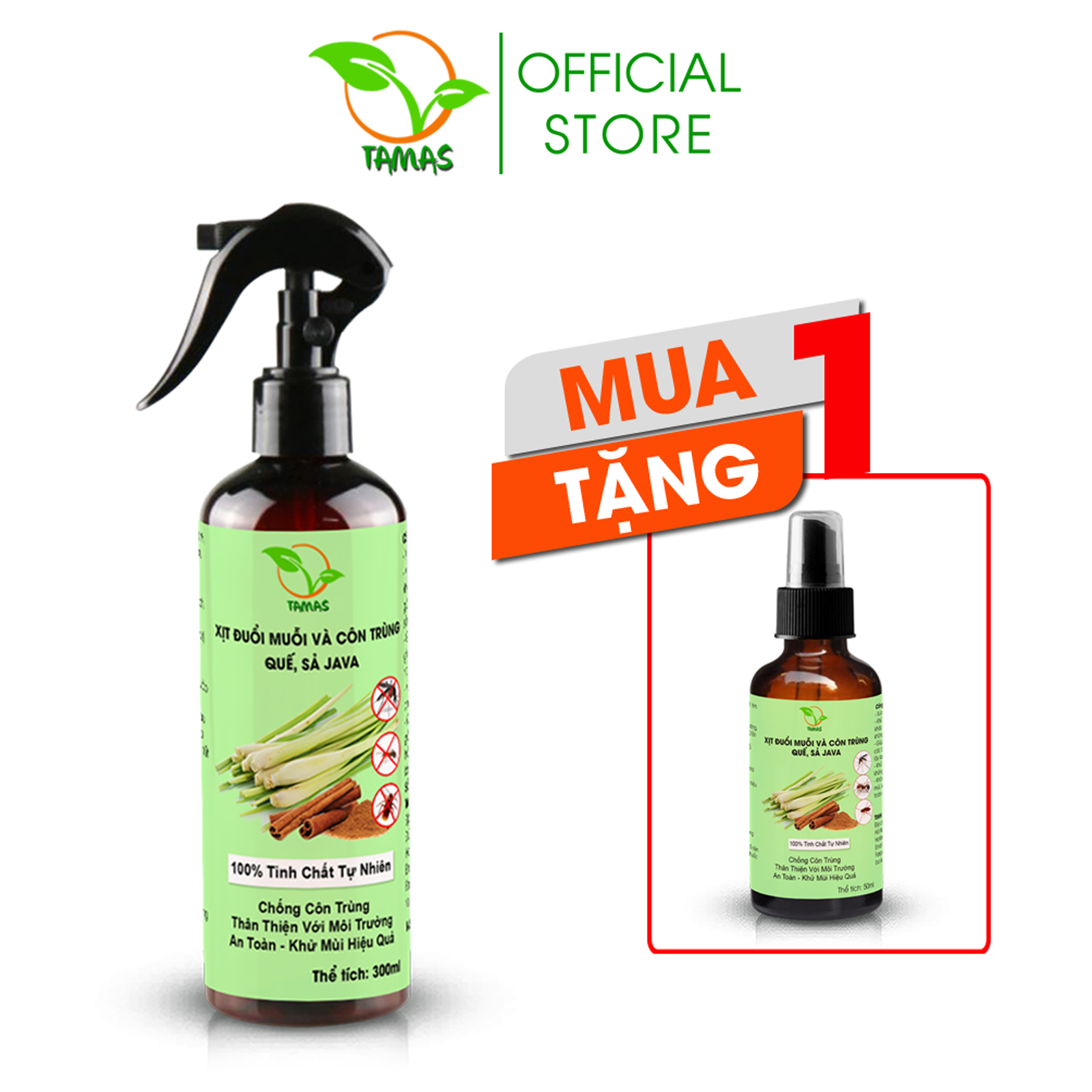 Mô tả Xịt Đuổi Muỗi Và Côn Trùng TAMAS 300ml tặng kèm chai 50ml - 1