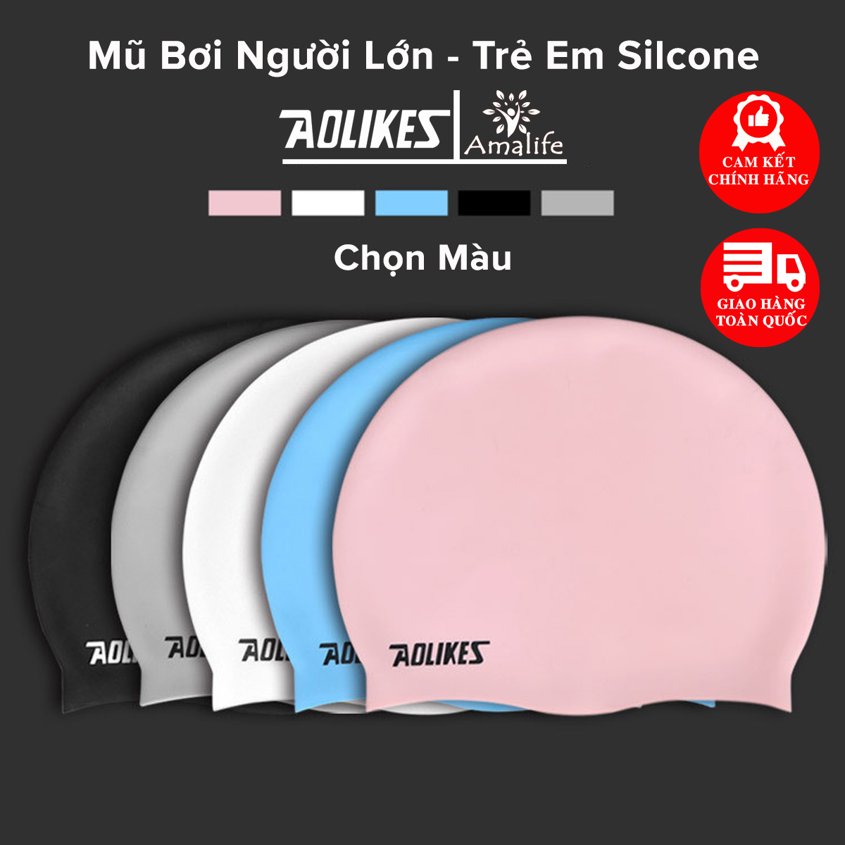 Mô tả Mũ Bơi Nón Bơi Người Lớn Silicone Siêu Co Giãn Hãng Aolikes AL5010 – Chọn Màu, Siêu Bền, Mềm, Chống Thấm Nước - 1