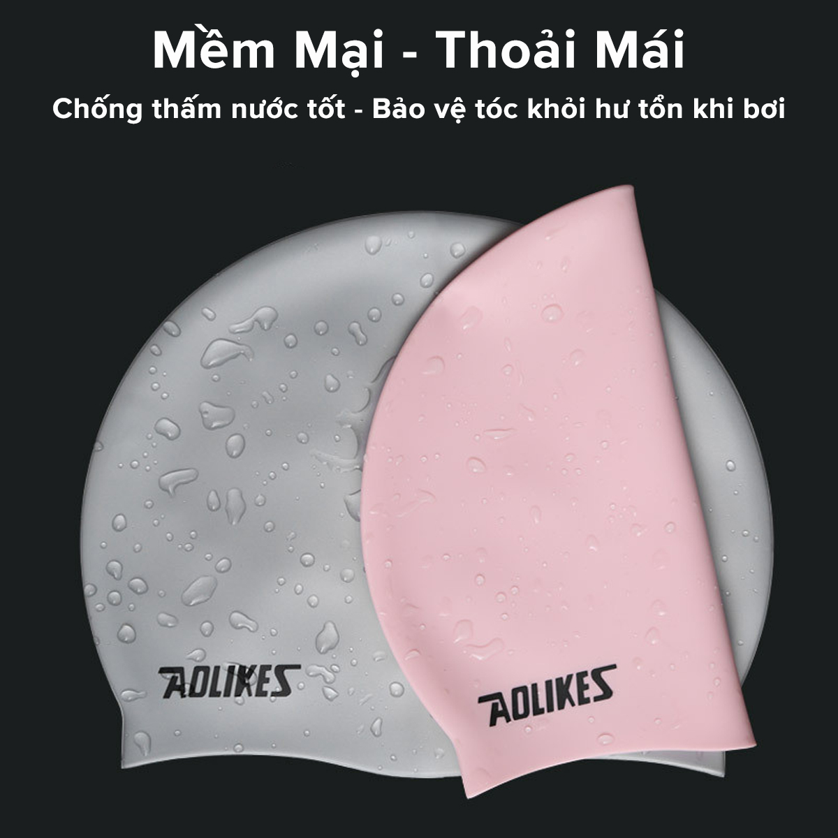 Mô tả Mũ Bơi Nón Bơi Người Lớn Silicone Siêu Co Giãn Hãng Aolikes AL5010 – Chọn Màu, Siêu Bền, Mềm, Chống Thấm Nước - 2