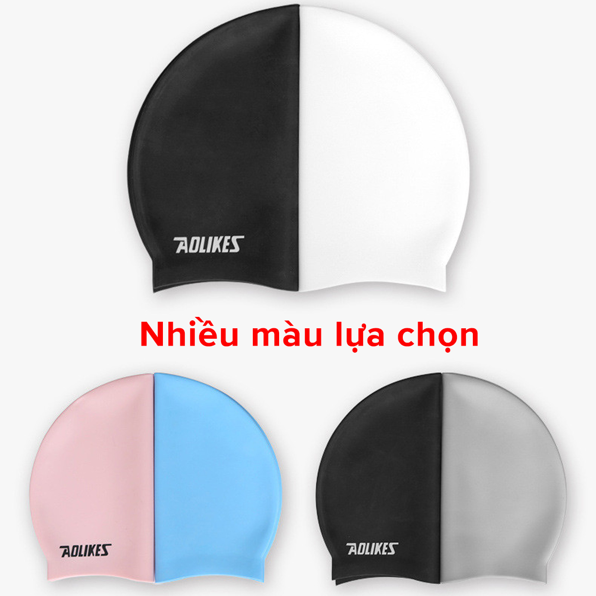 Mô tả Mũ Bơi Nón Bơi Người Lớn Silicone Siêu Co Giãn Hãng Aolikes AL5010 – Chọn Màu, Siêu Bền, Mềm, Chống Thấm Nước - 4