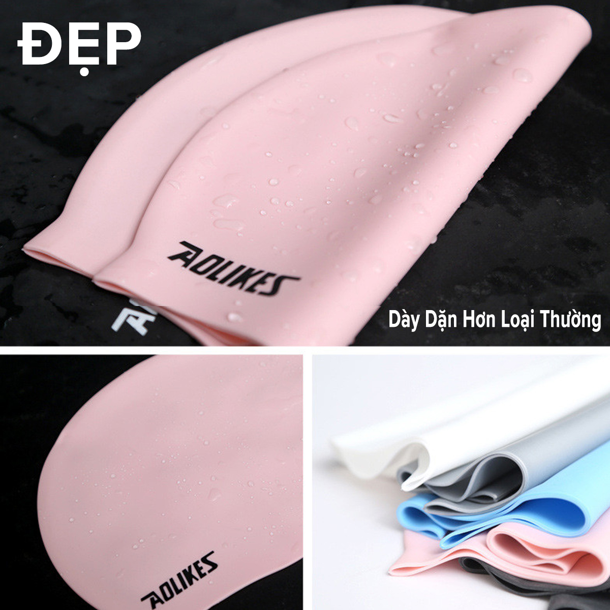Mô tả Mũ Bơi Nón Bơi Người Lớn Silicone Siêu Co Giãn Hãng Aolikes AL5010 – Chọn Màu, Siêu Bền, Mềm, Chống Thấm Nước - 5