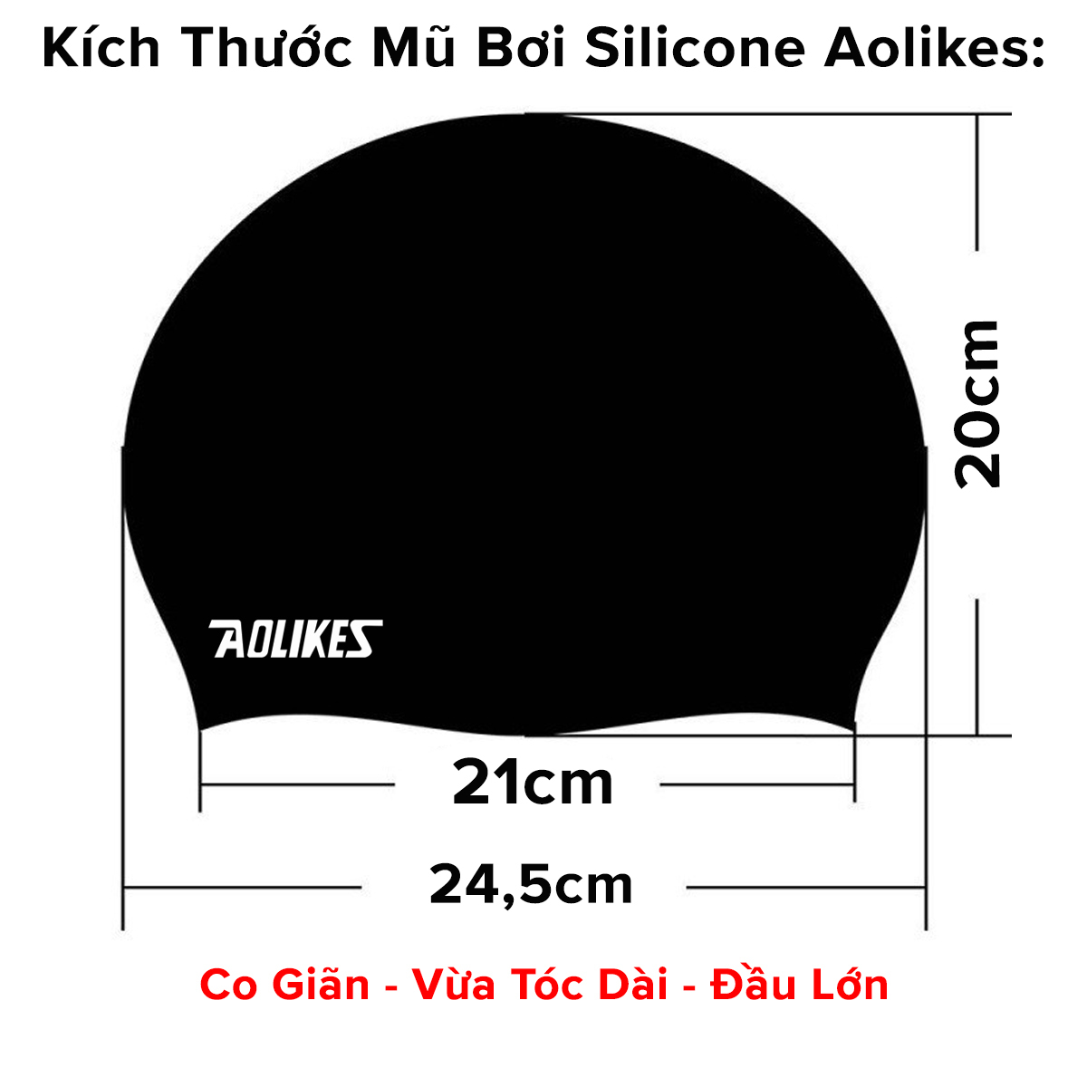 Mô tả Mũ Bơi Nón Bơi Người Lớn Silicone Siêu Co Giãn Hãng Aolikes AL5010 – Chọn Màu, Siêu Bền, Mềm, Chống Thấm Nước - 10