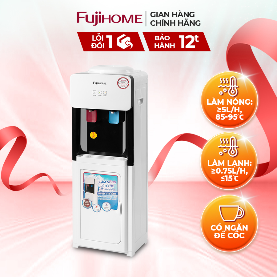 Mô tả Cây nước nóng lạnh FUJIHOME WD2002E làm lạnh điện tử, có ngăn để cốc chén, tiết kiệm điện năng - 2