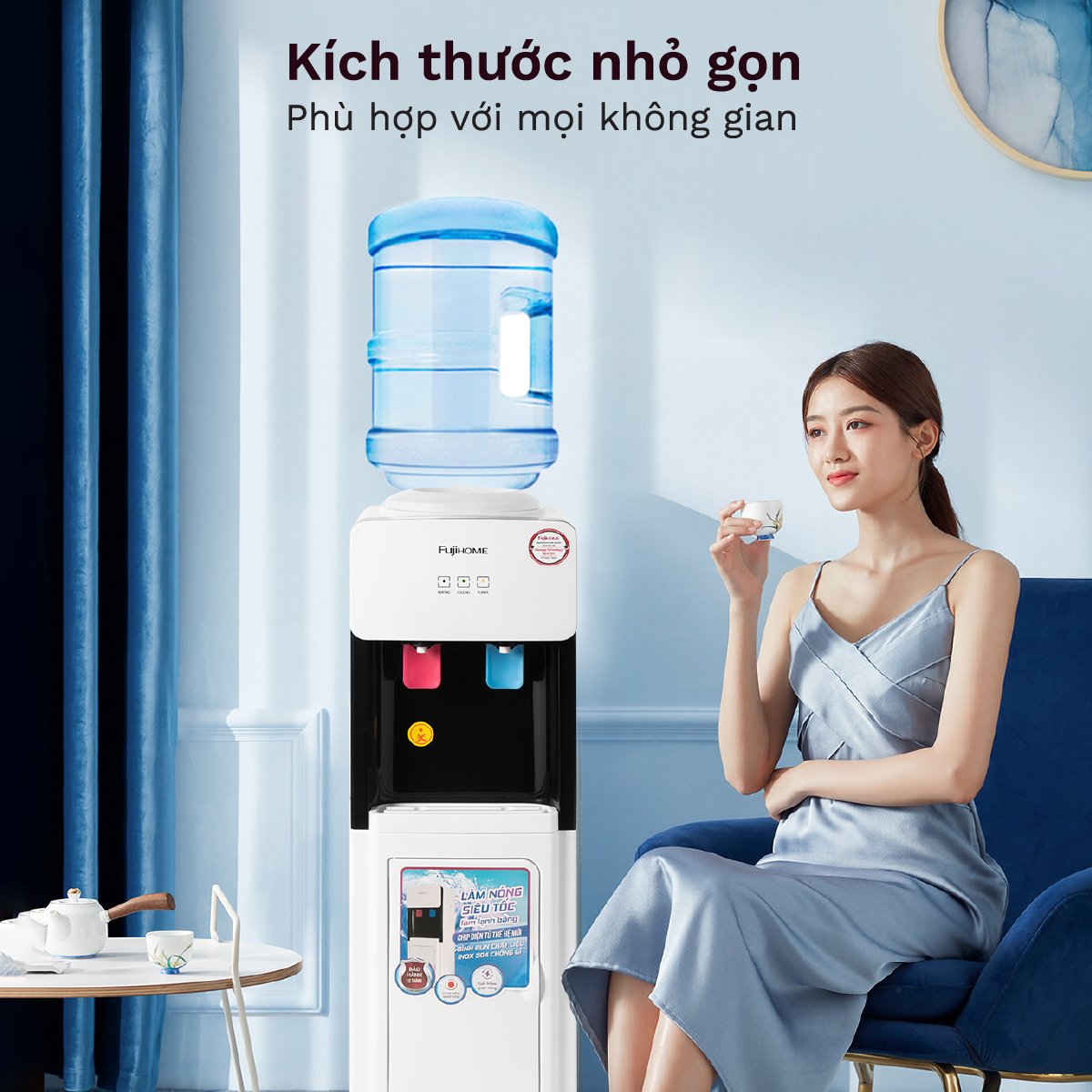Mô tả Cây nước nóng lạnh FUJIHOME WD2002E làm lạnh điện tử, có ngăn để cốc chén, tiết kiệm điện năng - 7