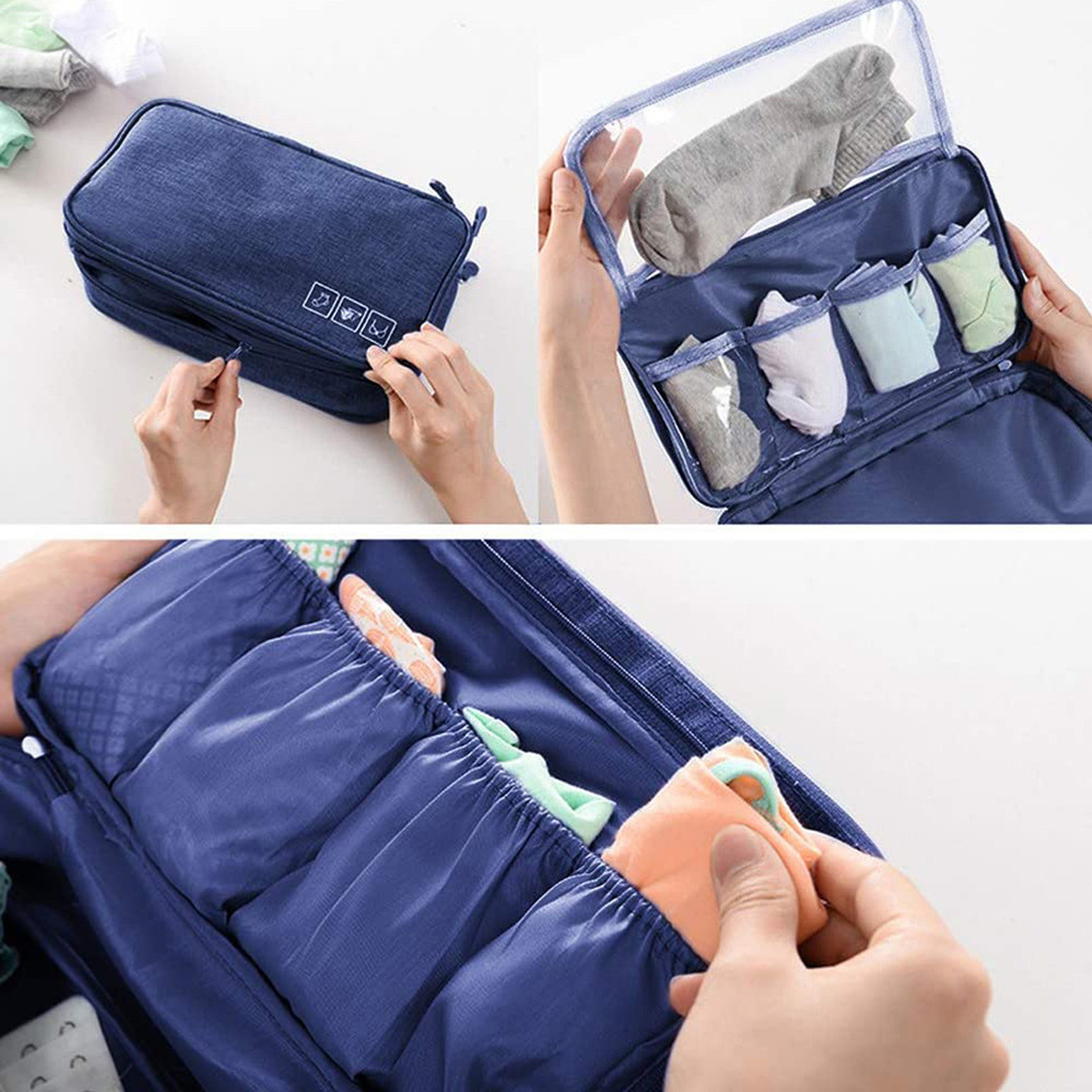 Mô tả Túi Đựng Đồ Lót, Áo Ngực, Mỹ Phẩm Tất Chống Thấm Nước Tiện Lợi Khi Đi Du Lịch Nhiều Ngăn Chọn Màu Chính Hãng Amalife - 8