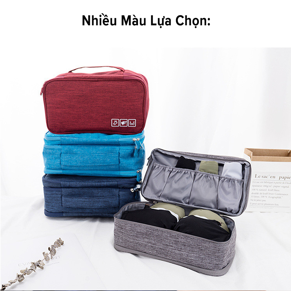 Mô tả Túi Đựng Đồ Lót, Áo Ngực, Mỹ Phẩm Tất Chống Thấm Nước Tiện Lợi Khi Đi Du Lịch Nhiều Ngăn Chọn Màu Chính Hãng Amalife - 9