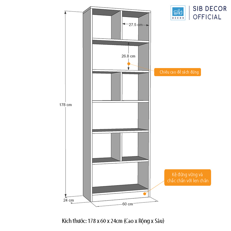 Hướng dẫn lắp ráp kệ sách SIB KSG02