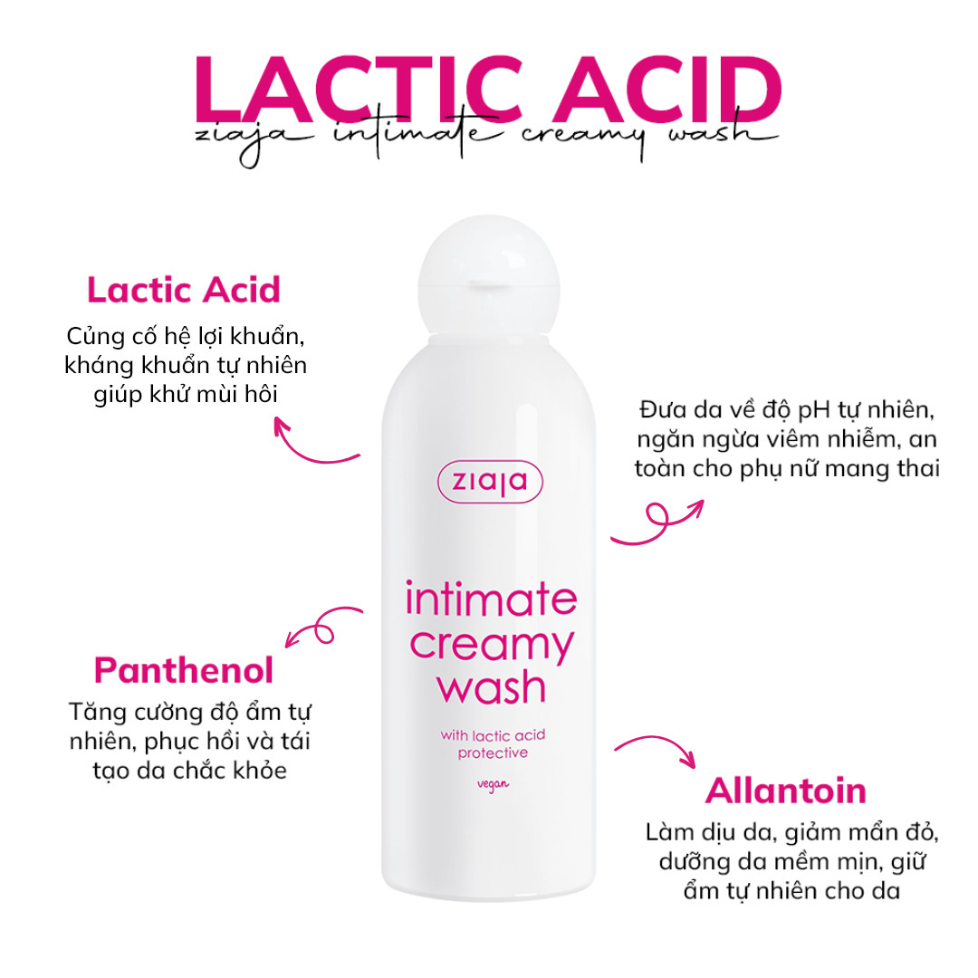 Mô tả Dung Dịch Vệ Sinh Intimate With Lactic Acid ZIAJA Giúp Khử Mùi Hôi, Củng Cố Lợi Khuẩn, Cân Bằng pH 200ml - 2